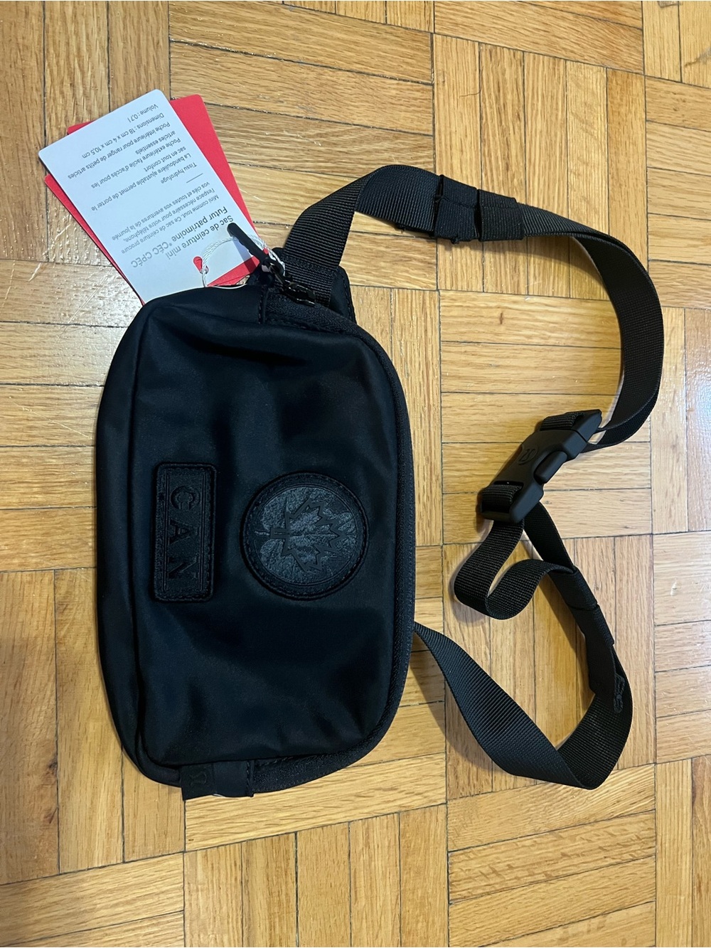 Canada Goose Black Belt Bag with Embroidered Patch